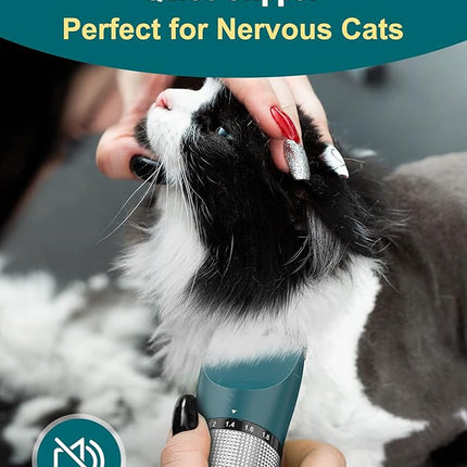 oneisall Cat Clippers for Matted Hair, 5-Speed Quiet Cat Grooming kit, Cordless(Green)