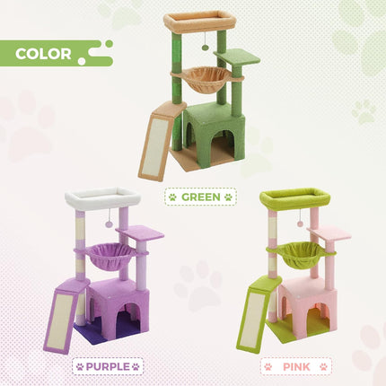 PAWZ Road Cactus Cat Tree for Indoor Cats, 92cm Cat Tower with 3 Scratching Post, Green