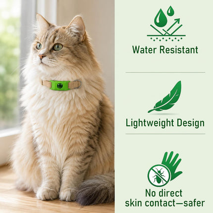 Natural Cat Tag for Flea & Tick Prevention, 1Pcs with 3Refill,Green