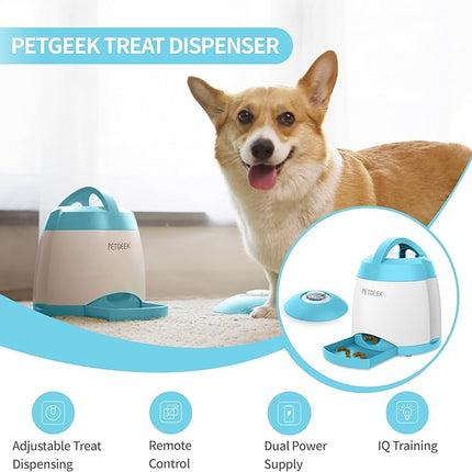 PETGEEK Automatic Dog Treat Dispenser with Button - Puzzle Memory Training Feeder