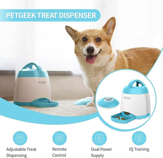 PETGEEK Automatic Dog Treat Dispenser with Button - Puzzle Memory Training Feeder
