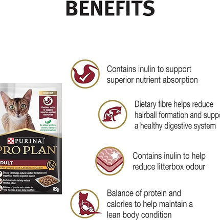 PRO PLAN Adult Wet Cat Food Chicken in Gravy 12x85g