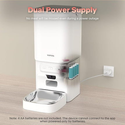 Yuposl Automatic Cat Feeder with Camera, 7L Anti-Jam Cat Food Dispenser, 1080P HD Video with Night Vision, 5G WiFi Automatic Dog Feeder, 1-15 Meals, 1-99 Portions