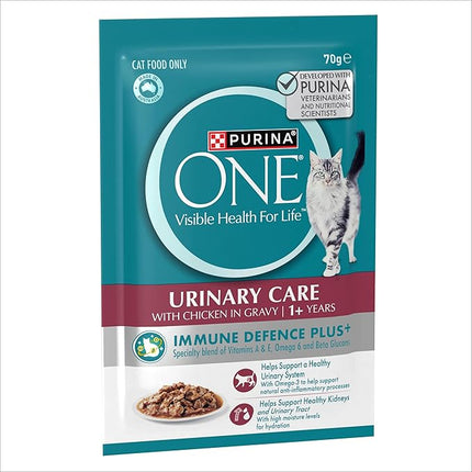 PURINA ONE Adult Wet Cat Food Urinary Care with Chicken in Gravy Pouch 24x70g
