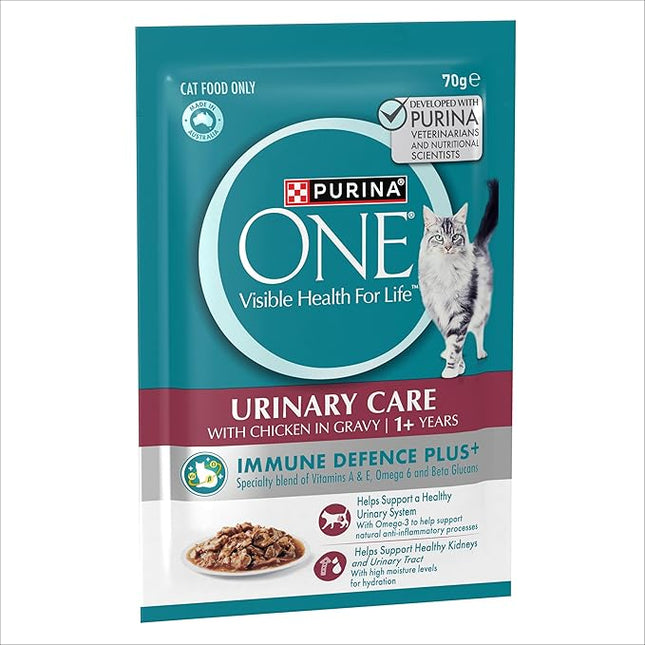 PURINA ONE Adult Wet Cat Food Urinary Care with Chicken in Gravy Pouch 24x70g