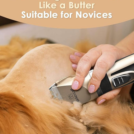 oneisall Quiet Clipper, Cat, Dogs, Professional Hair Trimmer for Long Hair Cats with Thick Fur, Dog Clipper, Cat Shaver with Powerful Motor (Gold)