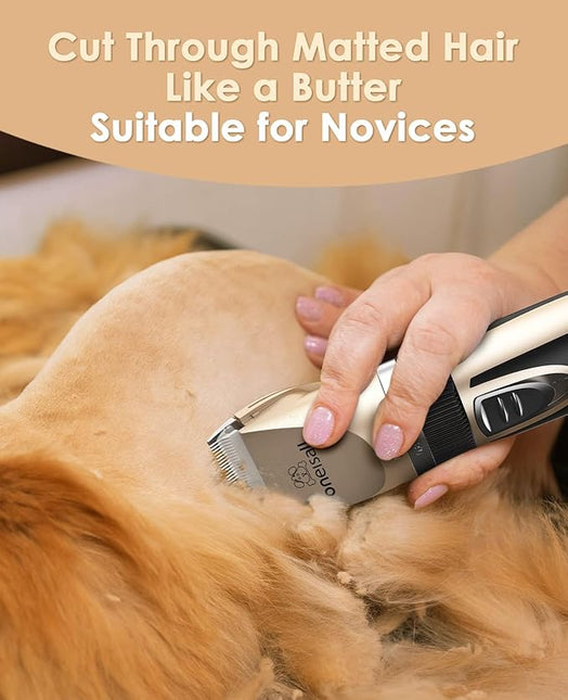 oneisall Quiet Clipper, Cat, Dogs, Professional Hair Trimmer for Long Hair Cats with Thick Fur, Dog Clipper, Cat Shaver with Powerful Motor (Gold)