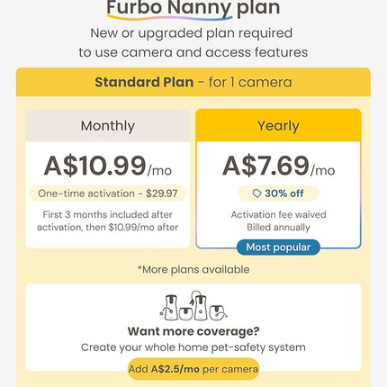 Furbo Mini 360° 2K Pet Camera for Dog & cat (2025 New) + AI Nanny,(Subscription Required)