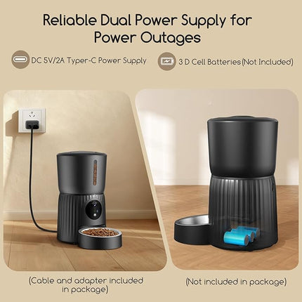 Faroro Automatic Cat Food Dispenser, HD 1080P Camera with Night Vision
