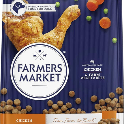 Farmer's Market Chicken and Farm Vegetables Adult Dry Dog Food 2.7kg - Made with Real Australian Meat & Vegetables for Complete Nutrition, Supports Muscle, Skin & Coat Health