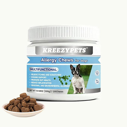 Natural Allergy Relief Chews for Dogs – Advanced Formula with Omega-3, Turmeric & Probiotics for Itchy Skin, Seasonal Allergy Support & Immune Health – Vet-Approved, Delicious Chicken Flavor