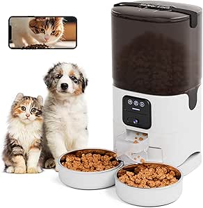UMOMO Automatic Cat Feeder 7L Double Bowl Feeder, 1080P HD Camera Live Video, Night Vision 2-Way Audio, WiFi & App Remote Control, Programmable Pet Feeder, Smart Timed Dry Food Dispenser 2 Cats Dogs