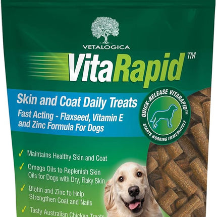Vetalogica VitaRapid Skin Health Allergies Itch Hot Spots Skin and Coat Daily Treats for Dogs 210 g