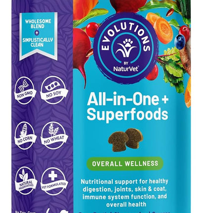 Evolutions by NaturVet All-in-One + Superfoods 180ct Soft Chews for Dogs