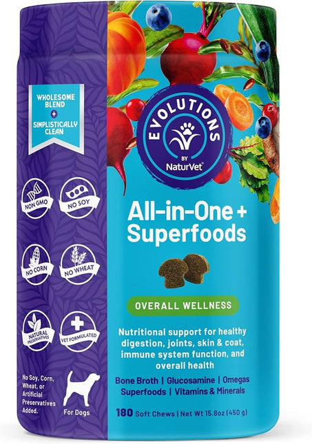 Evolutions by NaturVet All-in-One + Superfoods 180ct Soft Chews for Dogs