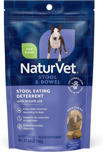 NaturVet Stool Eating Deterrent with Breath Aid for Dogs - 70 Soft Chews