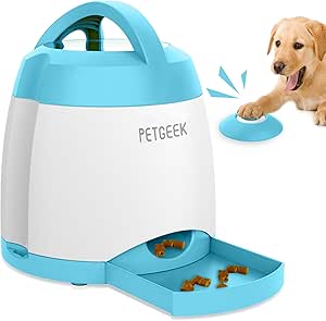 PETGEEK Automatic Dog Treat Dispenser with Button - Puzzle Memory Training Feeder