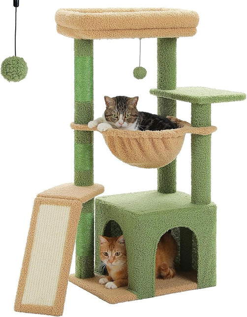 PAWZ Road Cactus Cat Tree for Indoor Cats, 92cm Cat Tower with 3 Scratching Post, Green
