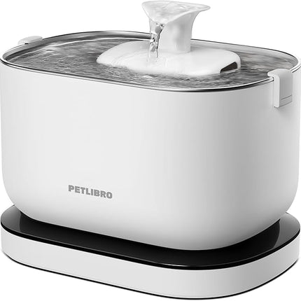 PETLIBRO Cat Water Fountain, Cordless with Stainless Steel Tray, 2.5L White | Dockstream Wireless Water Fountain, Motion Sensor, Rechargeable Battery, Quiet Pump, Easy Clean, Up to 30-Day Battery Life