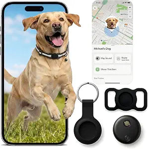 Dog Tracker, GPS Tracker for Dogs with Real-Time Location Tracking, No Monthly Fee or SIM, IP68 , iOS Only (Black)
