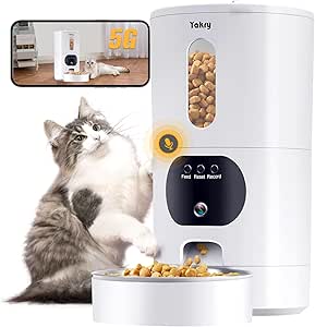 Automatic Cat Feeder with Camera WiFi, Timed Automatic Dog Feeder with Pet Camera: 2-Way Audio, Auto Cat Food Dispenser - HD 1080P