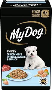 My Dog Puppy Wet Dog Food Chicken Mince with Rice, Carrots & Spinach 100g Tray, 36 Pack