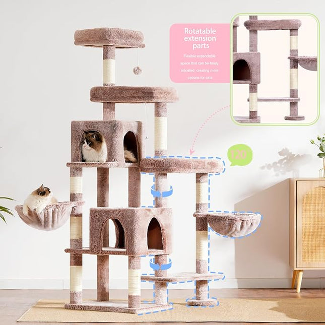 Hey-brother Cat Tree Tower with Stable Extended Base, 3 Platforms, MPJ038MU