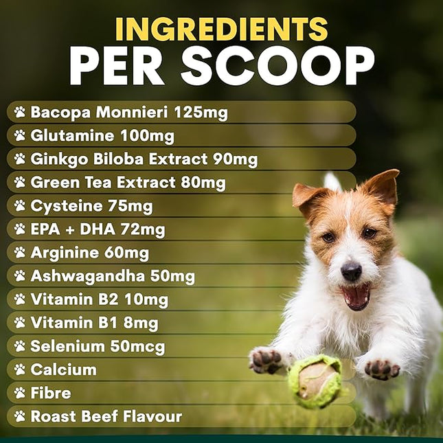 Petz Park Brain Support for Dogs 45 Scoops, Dog Supplements Made in Australia, Senior Dog Brain Support Supplement, Cognitive Support Powder