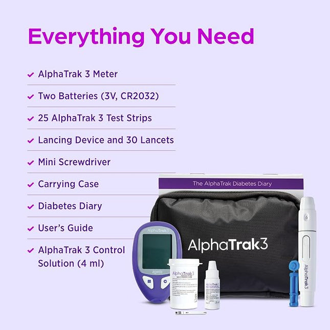 AlphaTrak3 Blood Glucose Monitoring Kit for Diabetic Dogs, Cats & Horses