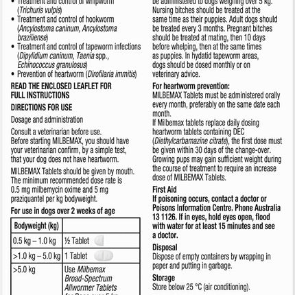 Milbemax All Wormer 2 Tablets for Dogs, 2 count