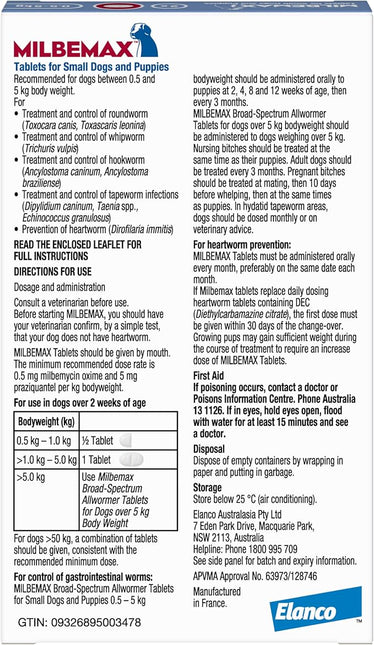 Milbemax All Wormer 2 Tablets for Dogs, 2 count