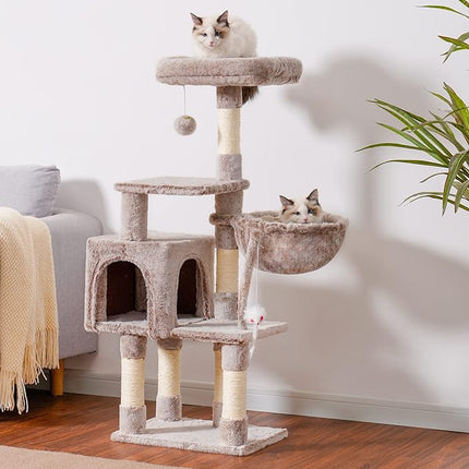 Heybly 110cm Cat Tree with Toy, Cat Tower for Indoor Cats,  Multi-Level House for Kittens, Muchroom HCT004SMU