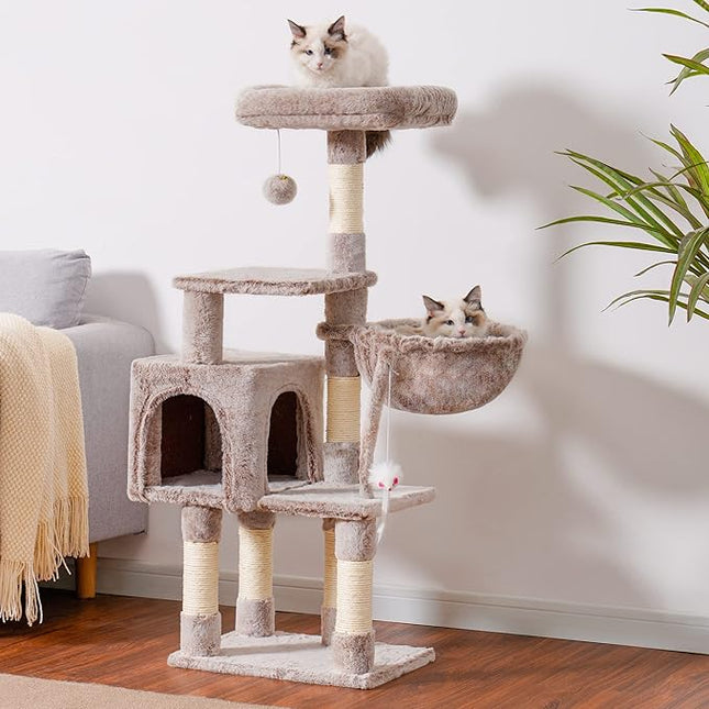 Heybly 110cm Cat Tree with Toy, Cat Tower for Indoor Cats, Muchroom