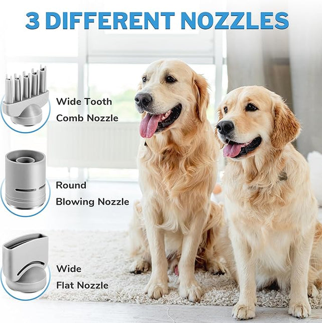 Lightweight Portable Dog Hair Dryer for Small Medium Large Dogs with 3 Nozzle