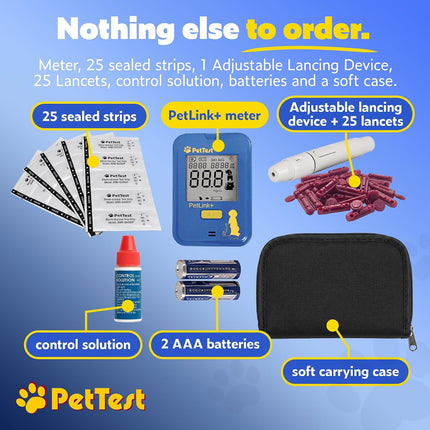PetTest PetLink+ Expert Glucose Kit for Dogs and Cats, Wireless Adjustable