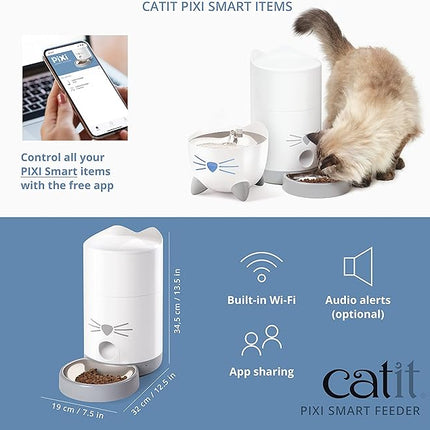 Catit PIXI Smart Feeder – Automatic and Customizable Feeding Schedule with App Support, White