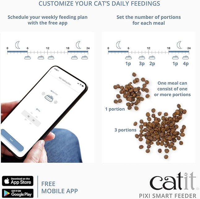 Catit PIXI Smart Feeder – Automatic and Customizable Feeding Schedule with App Support, White