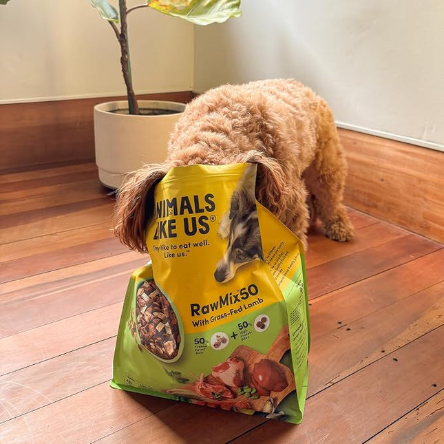 RawMix50 Dog Food Grass-Fed Lamb 340g — 50% Freeze-Dried Raw, High Protein, Non-GMO, No Wheat or Corn