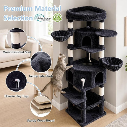 Cat Tree, 81.1" Skyward Corner Cat Tower for Large Cats VCT031G