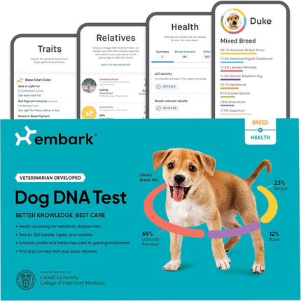 Embark Breed & Health Dog DNA Test - 400+ Breeds, 270+ Health Conditions, Allergy Risk Score, Relatives, and More