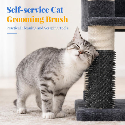 Hey-brother Cat Tree, Multi-Level Tower with 3 Condos, Hairbrush, MPJ035-MG
