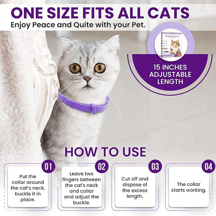 Pheromone Calming Collar for Cats: Breakaway Cat Calming Collar for Anxiety, 4 Pack (Purple)
