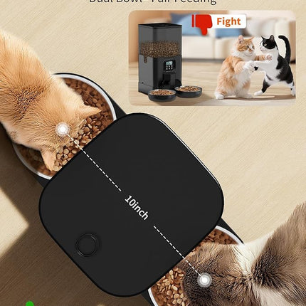 HONEYGUARDIAN Cat Automatic Feeder 2 Bowls, 5G/2.4G WiFi