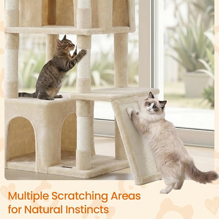 Feandrea Large Cat Tree, 72.6" Tall Sturdy Cat Tower for Indoor, Beige