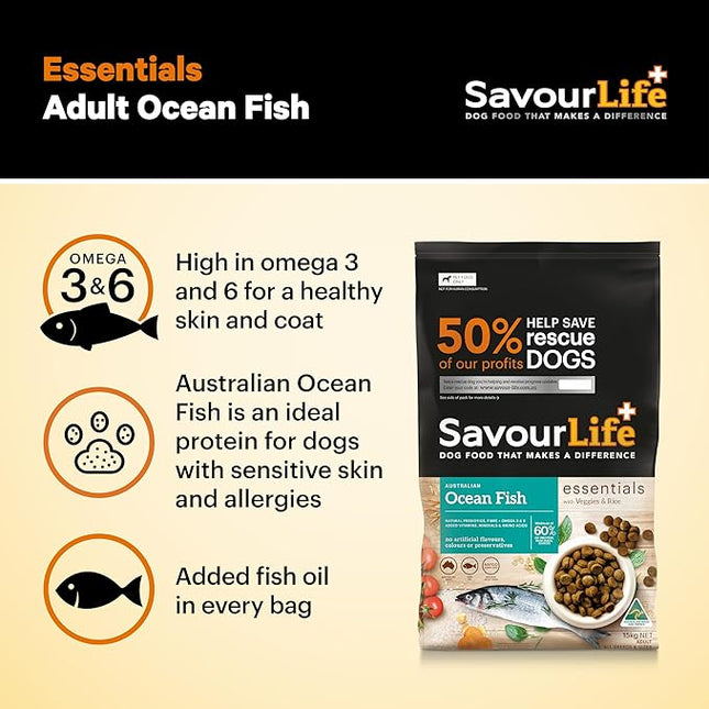SavourLife Essentials Dog Food, Australian Ocean Fish Veggies & Rice, 3kg