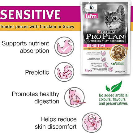 PRO PLAN Adult Wet Cat Food Sensitive Chicken 12x85g