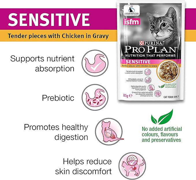 PRO PLAN Adult Wet Cat Food Sensitive Chicken 12x85g