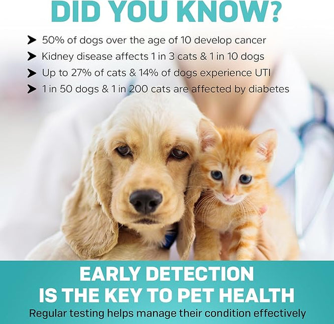 One Step Pet Urine Testing Strips, 100 x Urinalysis Parameter Tests for Dogs, Cats & Animals, Pet Test Glucose Strips, Accurate Testing for Vets, Detects UTI, Bladder, Kidney, Liver, SG, pH