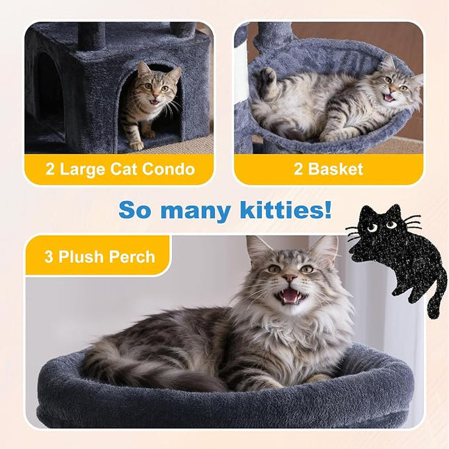 Hey-brother Cat Tree Tower with Tiered Padded Platforms, Condos, MPJ084G