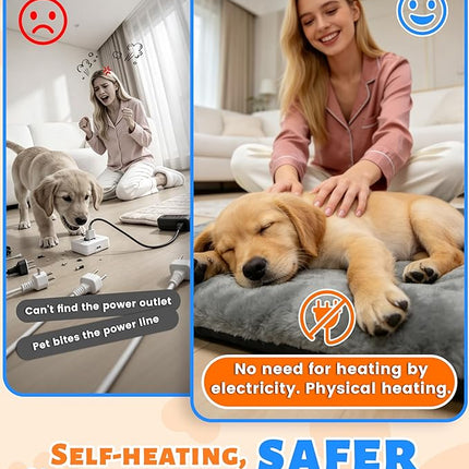 LOVELEDI Self Heated Cat Bed Pad - Self Warming Pet Heating Mat, 45x70cm